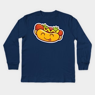 Kawaii smiling hot dog Kids Long Sleeve T-Shirt